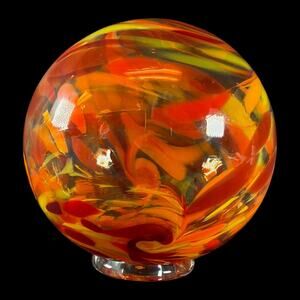 OREGON COAST Glass Paperweight Multi Colored yellow orange globe round Beaches